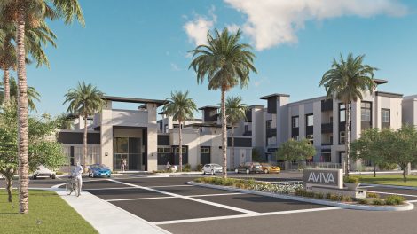 Aviva luxury apartments main entrance rendering