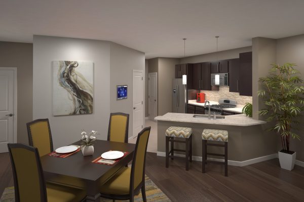 Kitchen rendering at the Cays at Ocotillo.