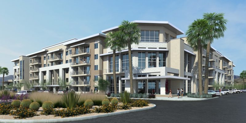 Crossroads Apartments perspective rendering. PB Bell.