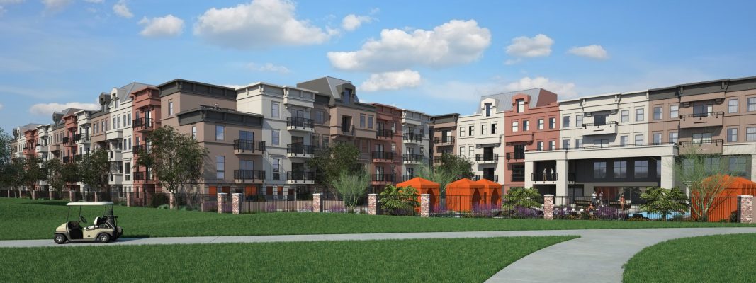 Alta San Marcos apartments rendering from the golf course.