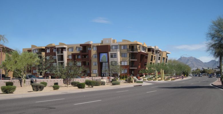 Liv Scottsale Apartments perspective rendering. Design by LR Niemiec Architects.
