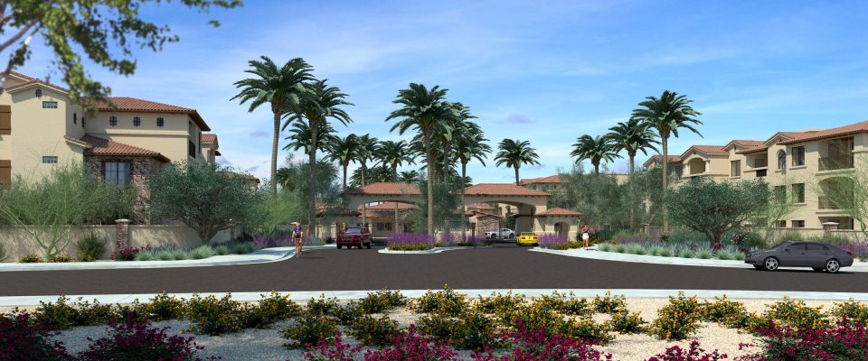 Main entrance rendering at Silverston Luxury Apartments.